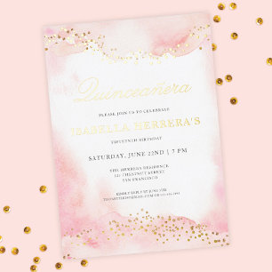 Elegant Pretty Pink Gold Quinceañera Birthday
