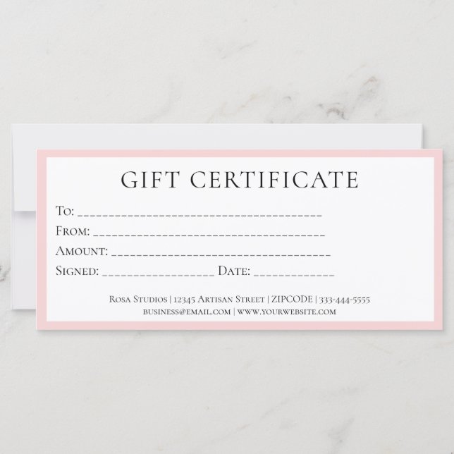 Elegant Pretty Pink Minimalist Business Name (Back)