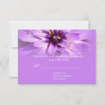 Elegant, pretty purple flower wedding RSVP cards