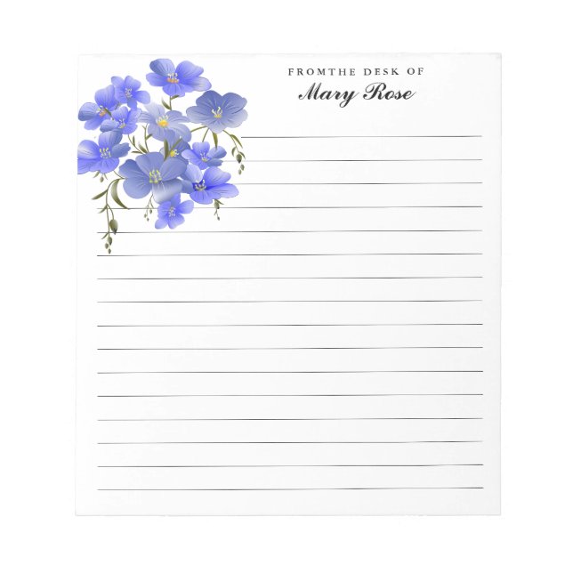 Elegant Pretty Purple Flowers Personalised Notepad (Front)
