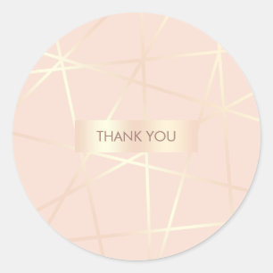 Elegant pretty rose gold & blush pink geometric classic round sticker