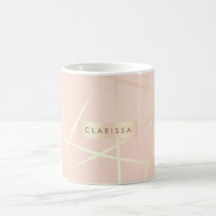 Elegant pretty rose gold & blush pink geometric coffee mug
