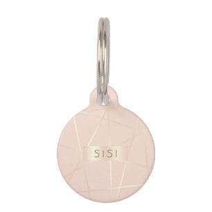 Elegant pretty rose gold & blush pink geometric pet tag