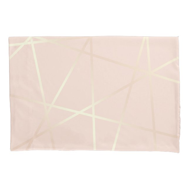 Elegant pretty rose gold & blush pink geometric pillowcase (Front)