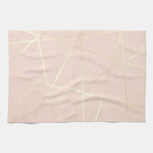 Elegant pretty rose gold & blush pink geometric tea towel