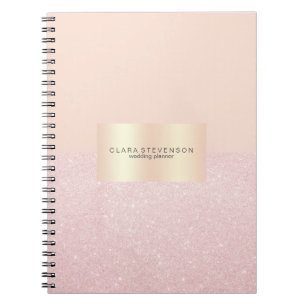 Elegant pretty rose gold glitter & blush pink notebook
