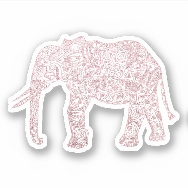 Elegant pretty rose gold glitter floral elephant (Front)