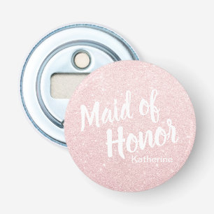 Elegant pretty rose gold glitter maid of honour bottle opener