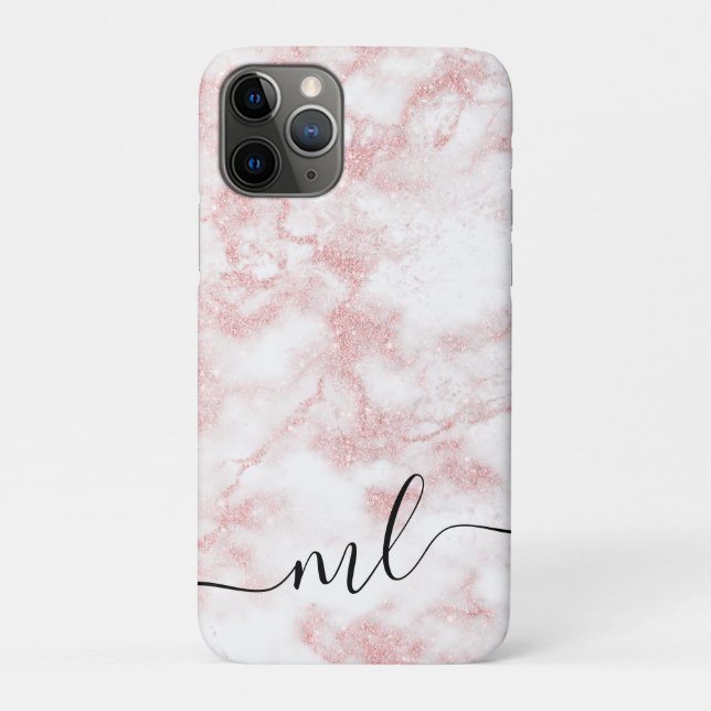 Elegant pretty rose gold glitter white marble Case-Mate iPhone case (Back)