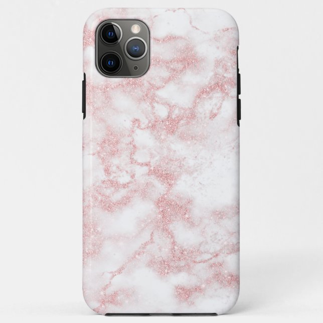 Elegant pretty rose gold glitter white marble Case-Mate iPhone case (Back)