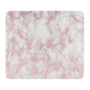 Elegant pretty rose gold glitter white marble cutting board