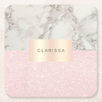 Elegant pretty rose gold glitter & white marble
