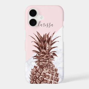 Elegant pretty rose gold pineapple white marble