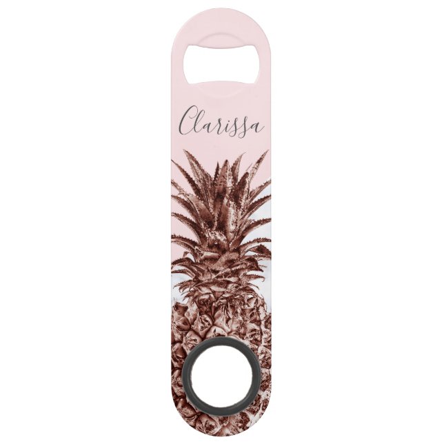 Elegant pretty rose gold pineapple white marble (Front)