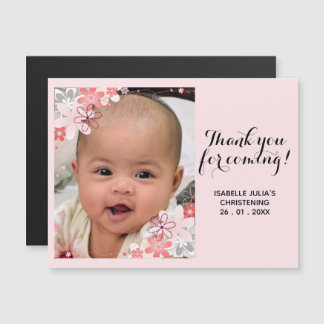 Elegant Pretty THANK YOU FOR COMING! Christening Magnetic Invitation