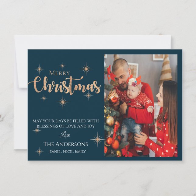 Elegant Pretty Typography | Merry Christmas Photo Card (Front)