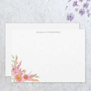 Elegant Pretty Watercolor Pink Floral Personalised Card
