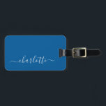 Elegant Primary Blue Script Name Personalised Luggage Tag<br><div class="desc">Elegant Primary Blue  Script Name Personalised Luggage Tag</div>