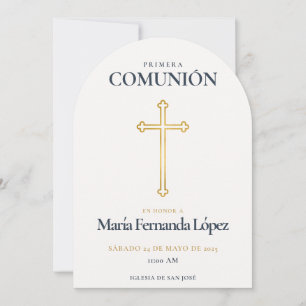 Elegant Primera Comunión Cruz de Oro Invitation
