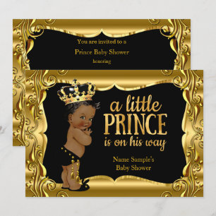 Elegant Prince Baby Shower Black Gold Ethnic Invitation