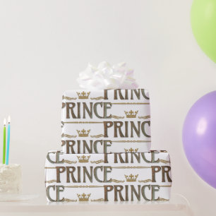 Elegant PRINCE Royalty Lettering Crown Wrapping Paper