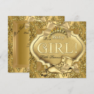 Elegant Princess Baby Shower Baby Girl Gold Golden Invitation