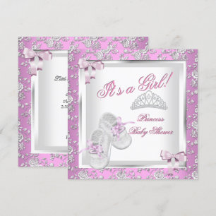 Elegant Princess Baby Shower Girl Pink Rose Invitation