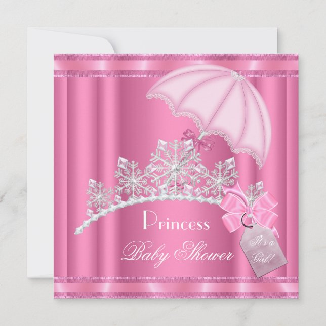 Elegant Princess Baby Shower Girl Pink Tiara Invitation (Front)
