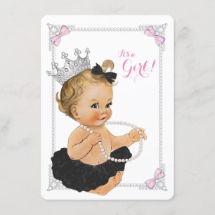 Elegant Princess Ballerina Tutu Pearl Baby Shower Invitation