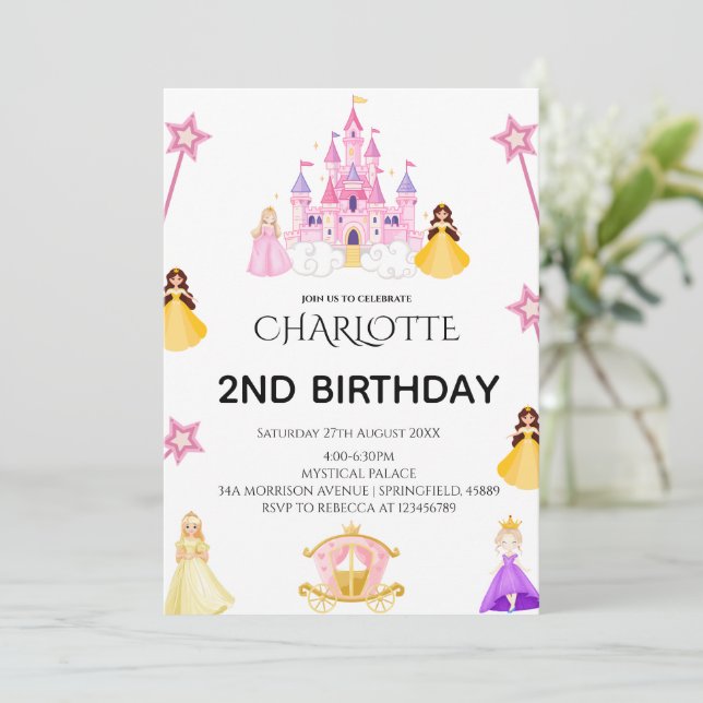 Elegant Princess Birthday Celebration Invitation (Standing Front)