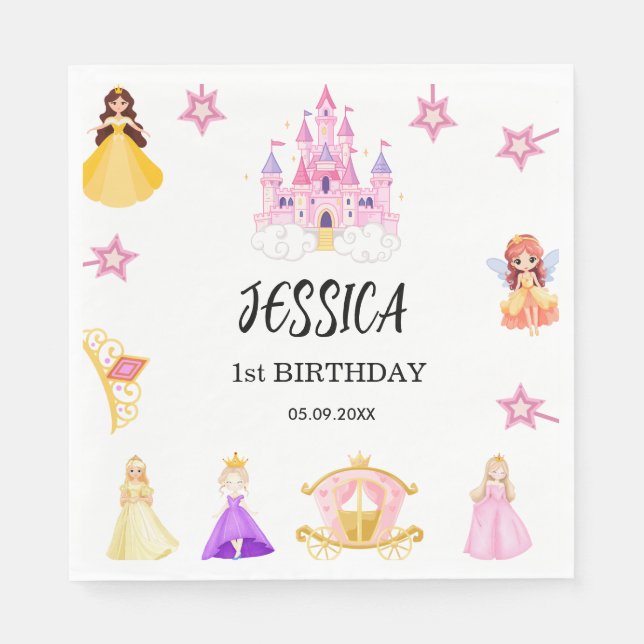 Elegant Princess Birthday Celebration Napkin (Front)