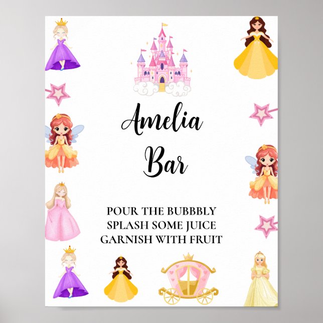 Elegant Princess Birthday Celebration Poster (Front)