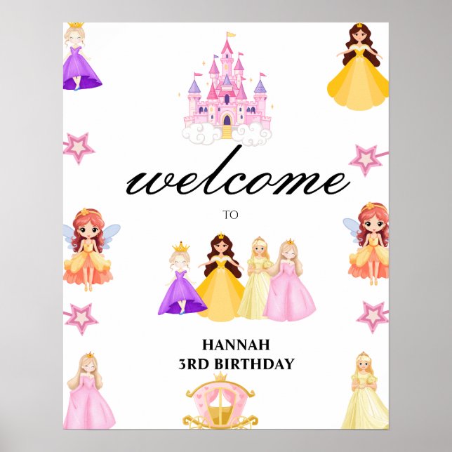 Elegant Princess Birthday Celebration Poster (Front)