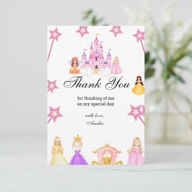 Elegant Princess Birthday Celebration Thank You Card (Standing Front)