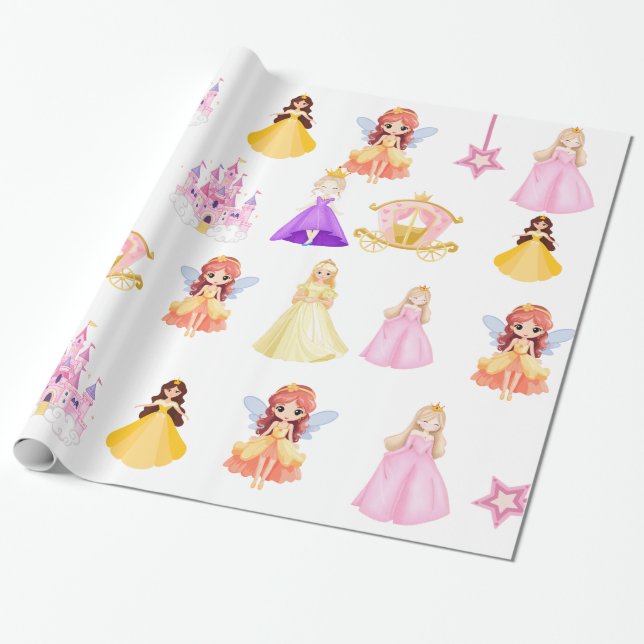 Elegant Princess Birthday Celebration Wrapping Paper (Unrolled)