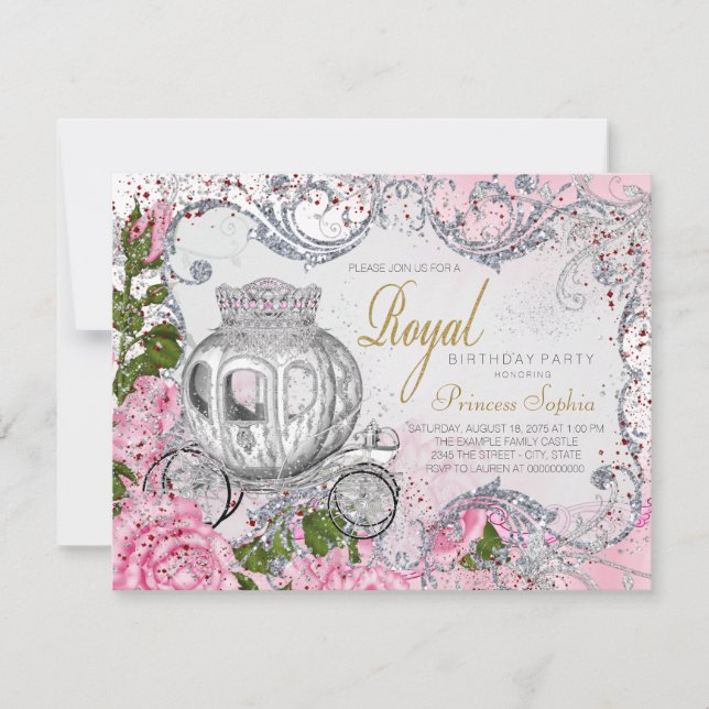 Elegant Princess Birthday Party Invitation (Front)