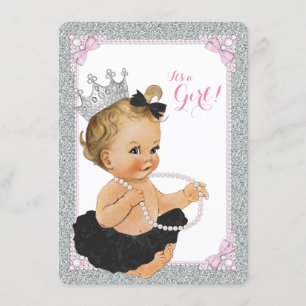 Elegant Princess Black Tutu Pearl Baby Shower Invitation