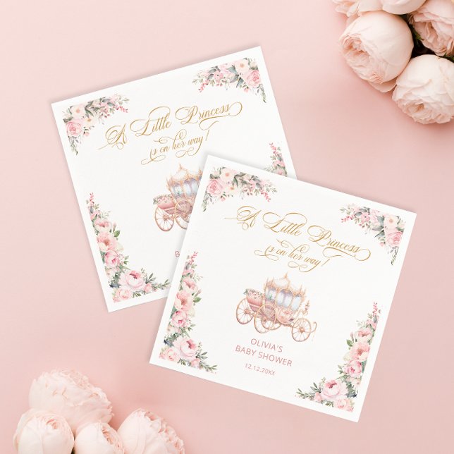 Elegant Princess Blush Pink Floral Baby Shower Napkin (Creator Uploaded)