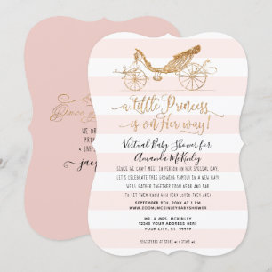 Elegant Princess Carriage Gold Virtual Baby Shower Invitation