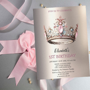 Elegant Princess Crown Castle  Birthday  Invitation