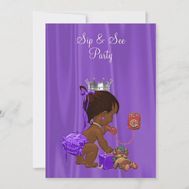 Elegant Princess Ethnic Baby Sip & See Invitation (Front)