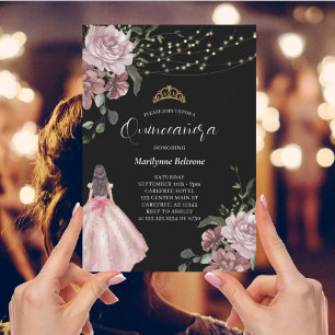 Elegant Princess Floral Modern Quinceañera Invitation