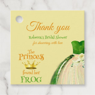Elegant Princess Frog Bridal Shower Thank you Favour Tags