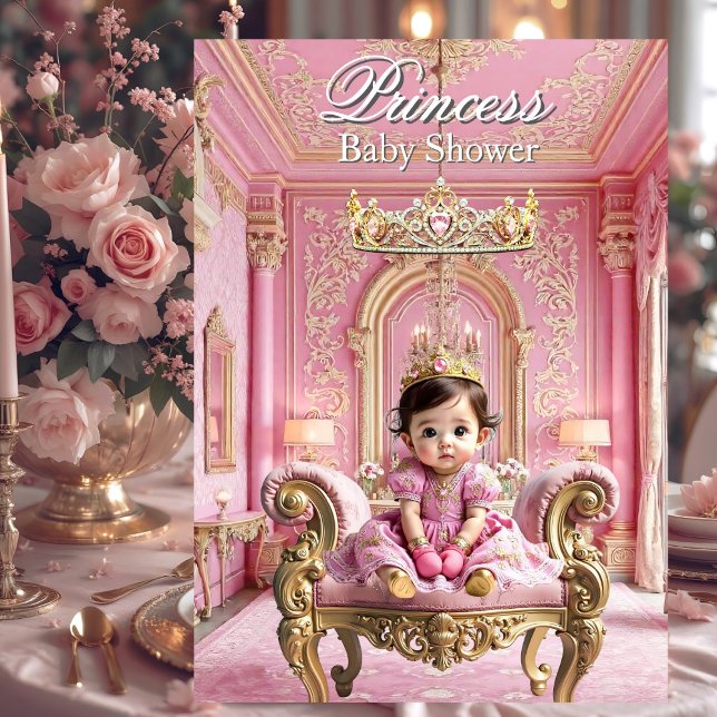 Elegant Princess Pink Gold Baby Shower Palace Invitation (Creator Uploaded)
