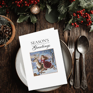 Elegant Princess & Reindeer Vintage Christmas Cute Card