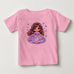Elegant Princess Watercolor Floral Illustration Baby T-Shirt