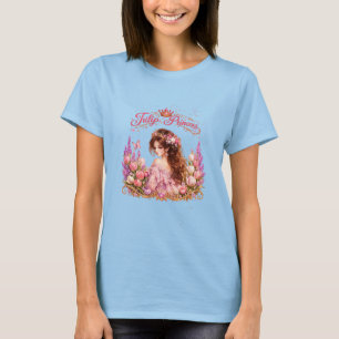 Elegant Princess Watercolor Floral Illustration T-Shirt