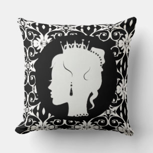 Elegant Princess White Silhouette Throw Pillow