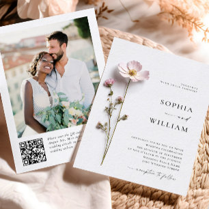 Elegant Print Pressed Pastel Boho Flowers Wedding Invitation