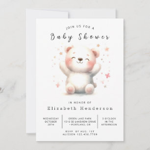Elegant Printable Bear Baby Shower Invitation